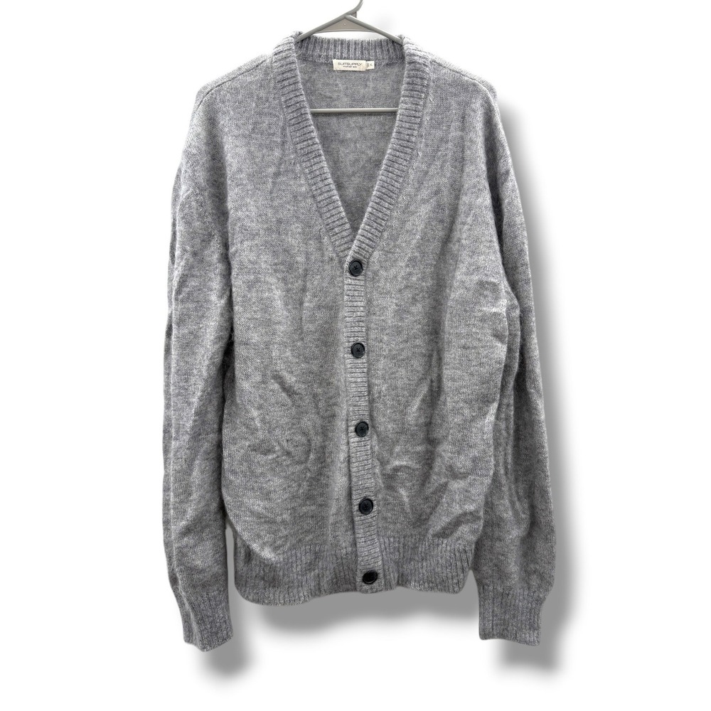 Suitsupply Mohair Silk Cardigan Mens XL Gray V Neck Button Knit Sweater Luxury